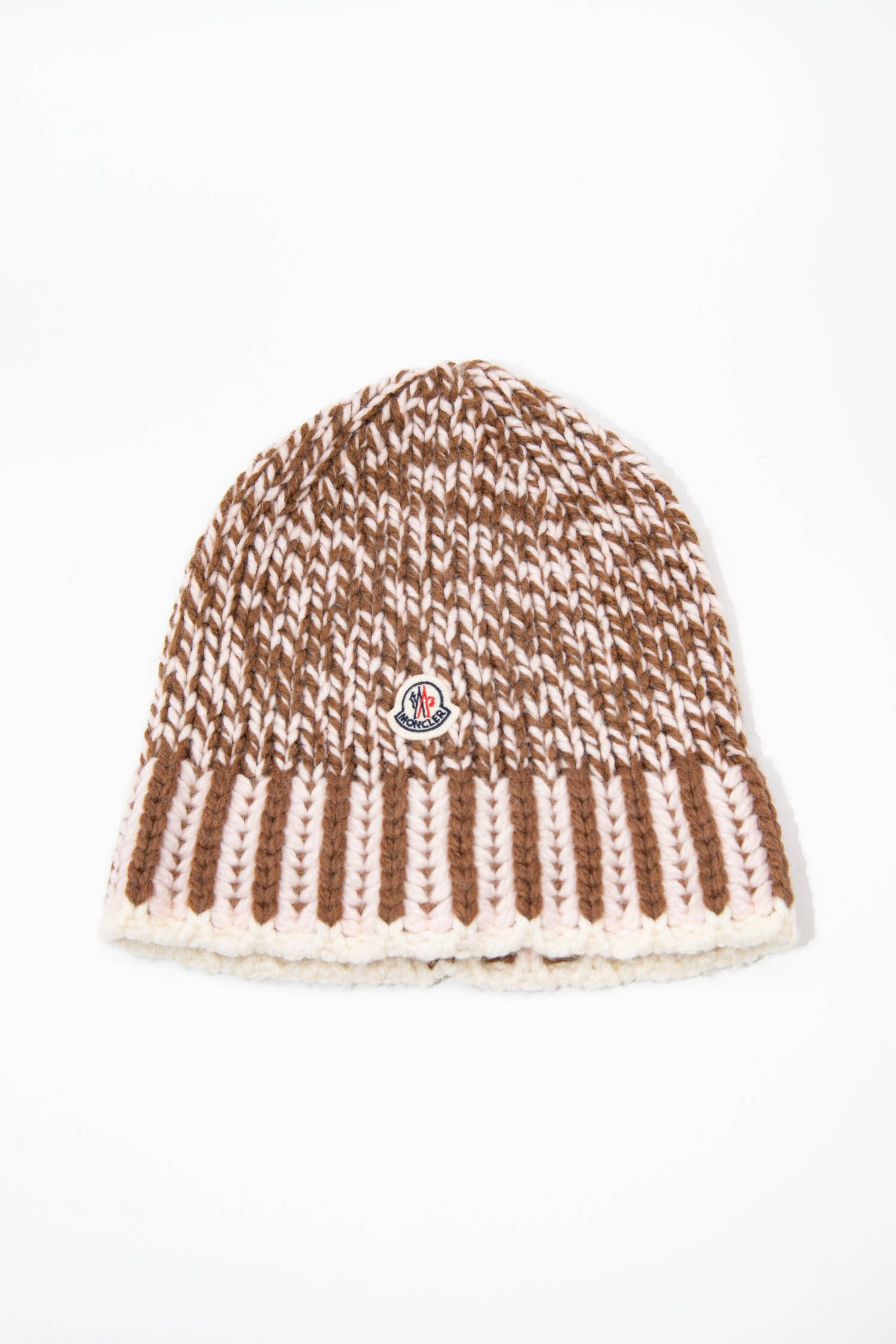Moncler "Berretto Tricot" Mütze in Braun und Rosa