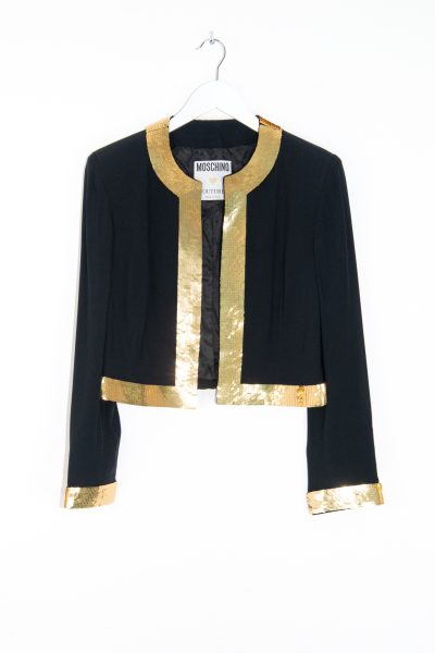 Moschino Vintage Jacke mit goldenen Pailletten in Schwarz