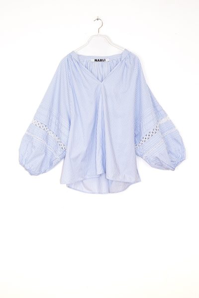 Narli Bluse in Gestreift in Hellblau und Weiß
