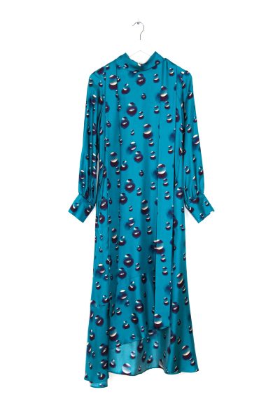 Odeeh Midikleid mit Wassertropfen-Muster in Petrol und Lila
