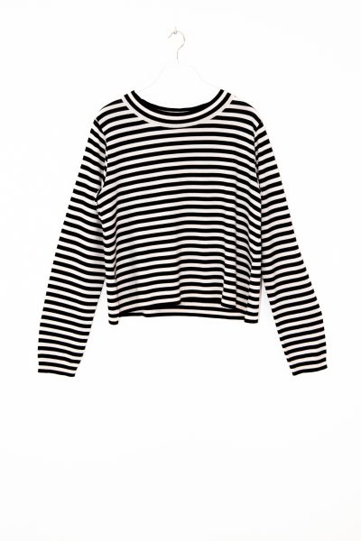 Omen Strickpullover mit Streifen in Schwarz und Ecru