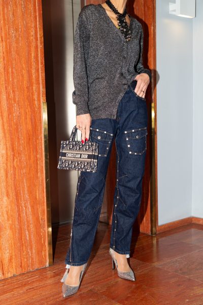 Dries van Noten Jeans mit Nieten in dunklem Denim