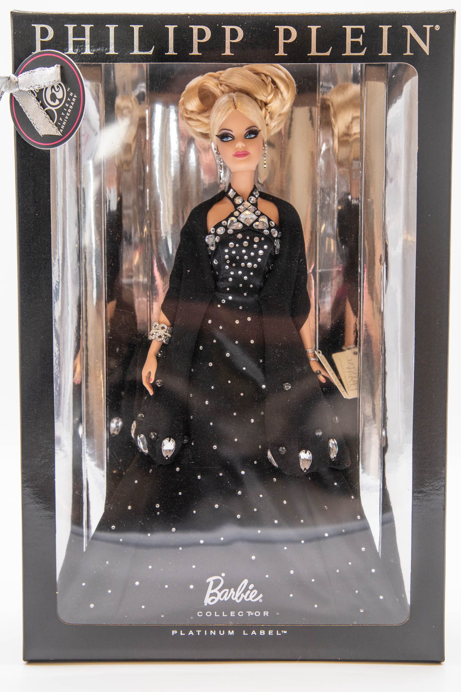 Philipp Plein x Mattel Barbiepuppe mit schwarzem Abendkleid