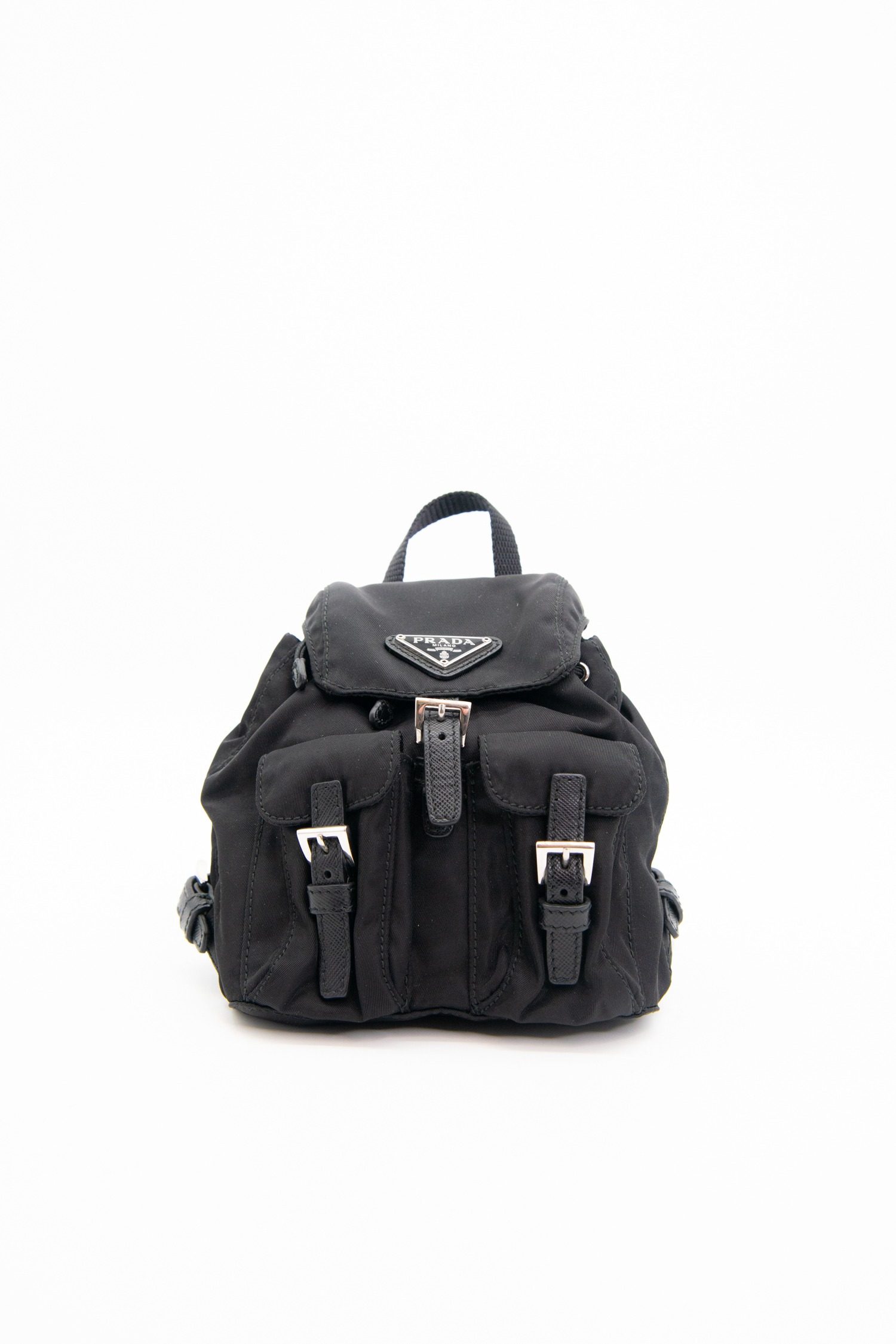 Thumbnail of http://Prada%20Re%20Nylon%20Mini%20Rucksack%20in%20Schwarz%20und%20Silber