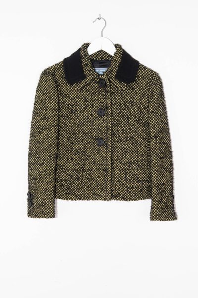 Prada Jacke mit Doppelkragen in Schwarz und Gelb
