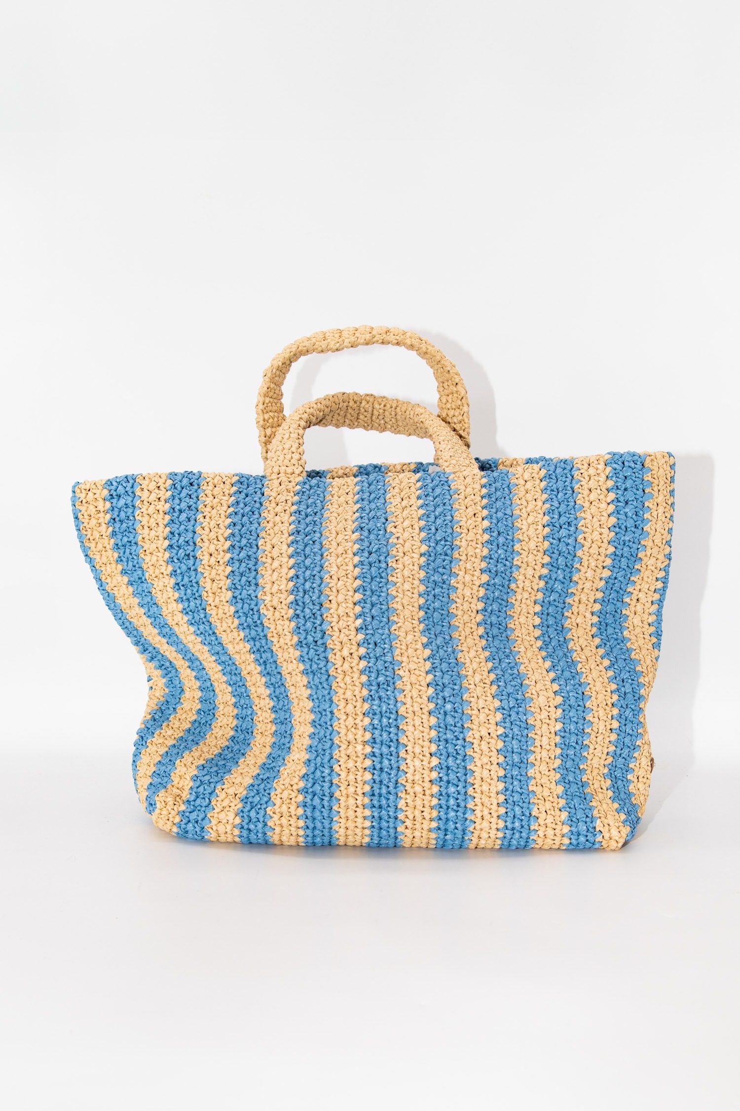 Thumbnail of http://Prada%20Shopper%20aus%20Bast%20in%20Beige%20und%20Hellblau