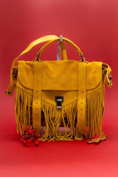 Proenza Shouler "PS1" Umhängetasche aus Veloursleder in Gelb