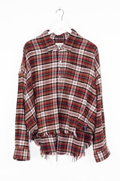 R13 "Drop Neck Cropped" Hemd mit Karomuster in Rot