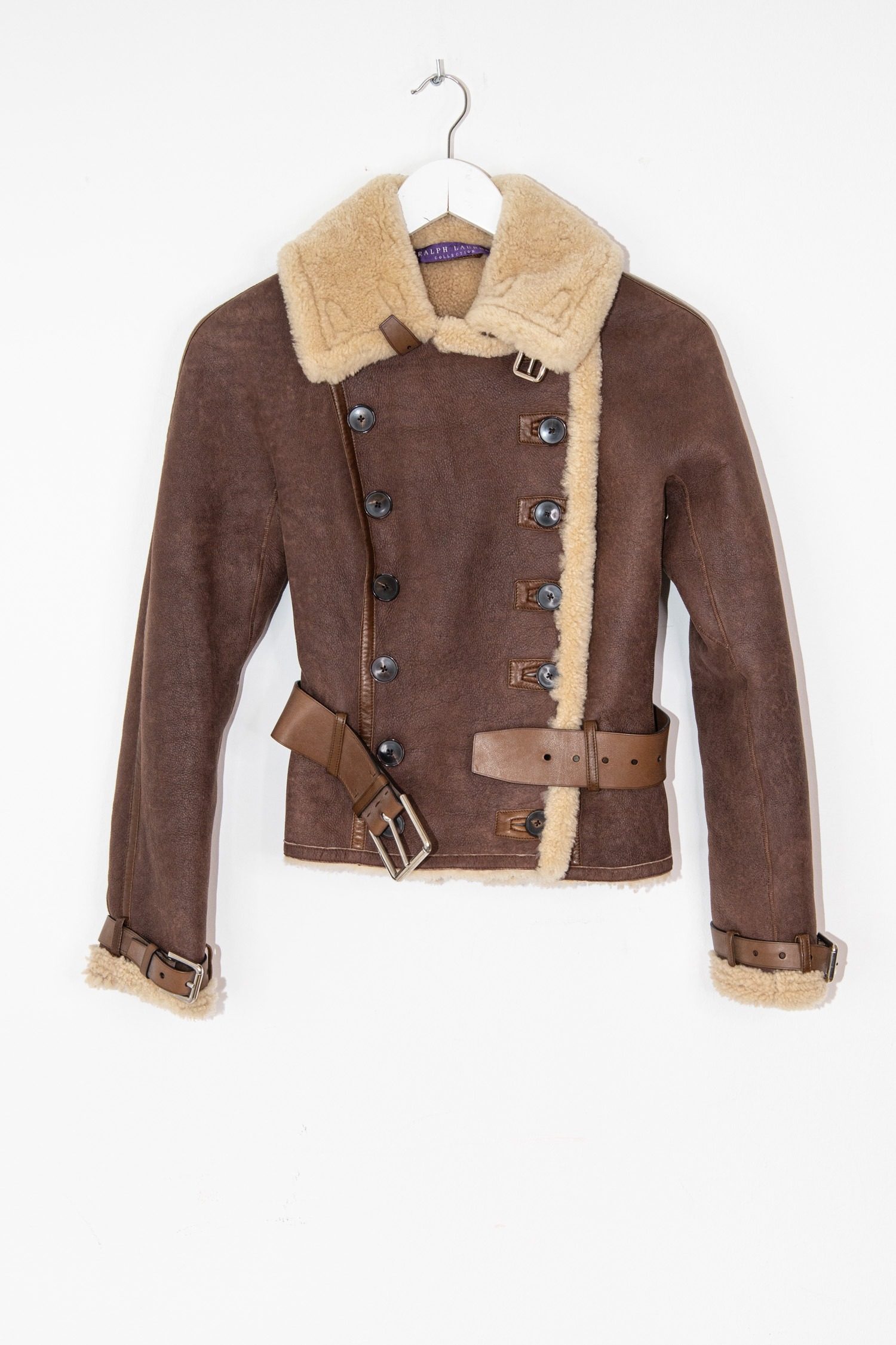 Thumbnail of http://Ralph%20Lauren%20Lederjacke%20mit%20Gürtel%20in%20Dunkelbraun