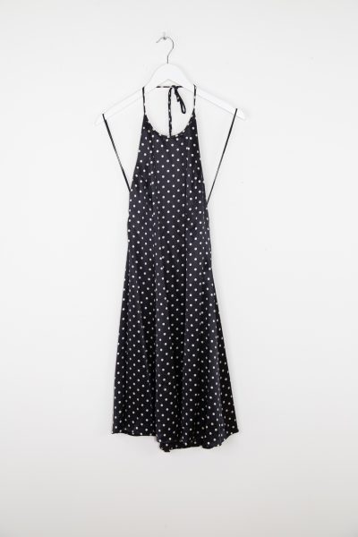 Ralph Lauren Neckholderkleid mit Punkten in Schwarz und Ecru