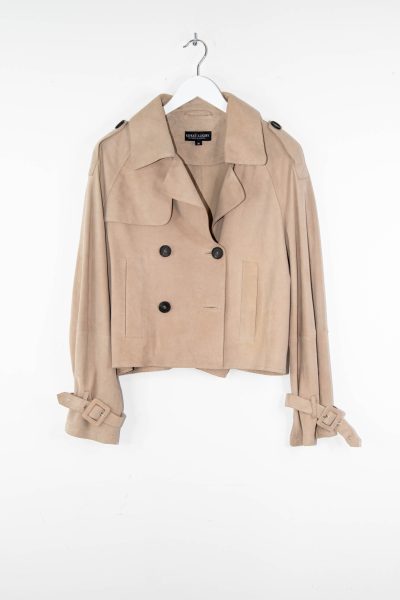 Repeat Luxury kurzer Trechcoat Velourleder in Beige