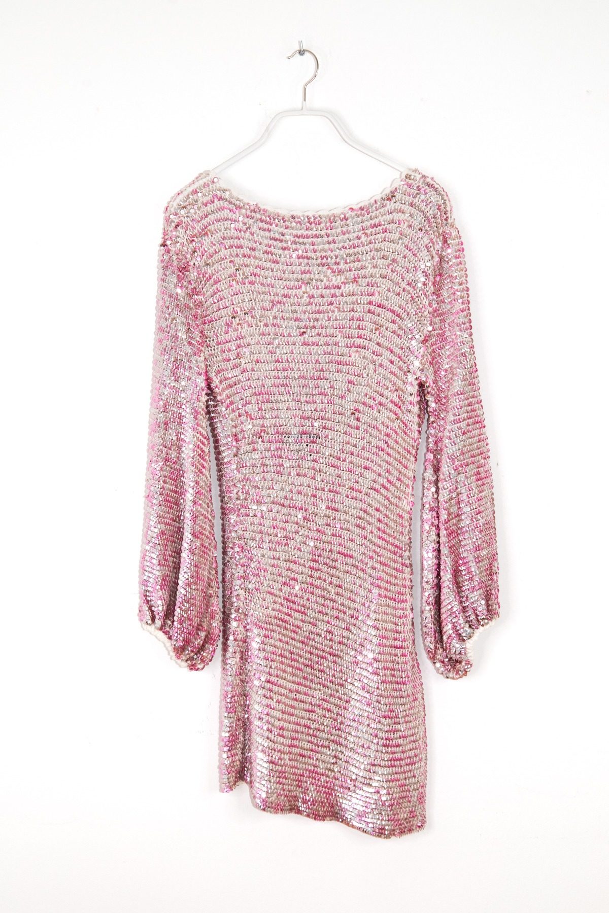 Thumbnail of http://Retrofête%20Häkelkleid%20mit%20Pailletten%20in%20Rosa%20und%20Silber