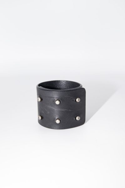 Rick Owens breites Lederarmband in Schwarz