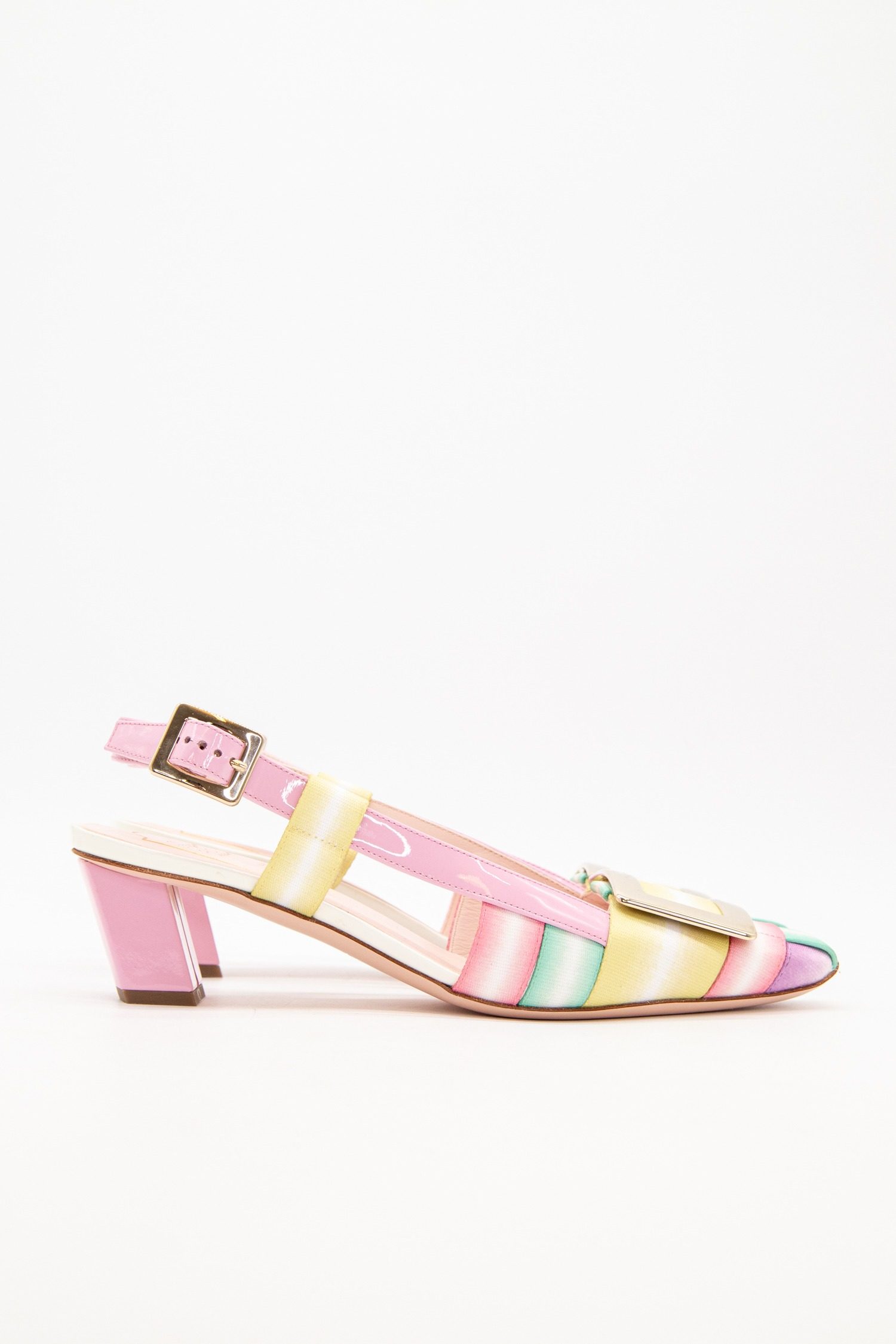 Thumbnail of http://Roger%20Vivier%20Pumps%20mit%20Flecht-Optik%20in%20Rosa,%20Mint%20und%20Gold