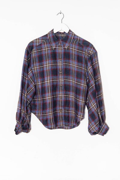 Róhe "Ada" Bluse mit Karomuster in Dunkelblau