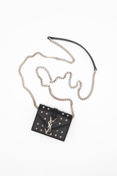 Saint Laurent Mini Abendtasche in Schwarz und Silber