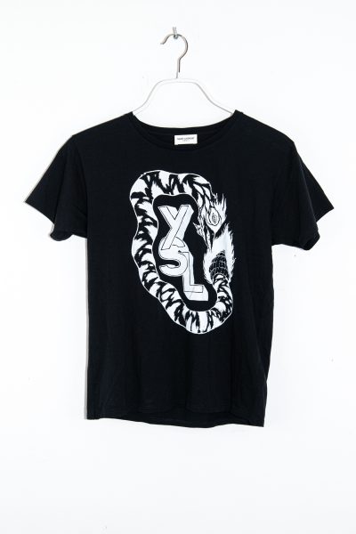 Saint Laurent T-Shirt mit Print in Schwarz und Weiß