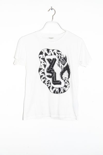 Saint Laurent T-Shirt mit Print in Weiß und Schwarz