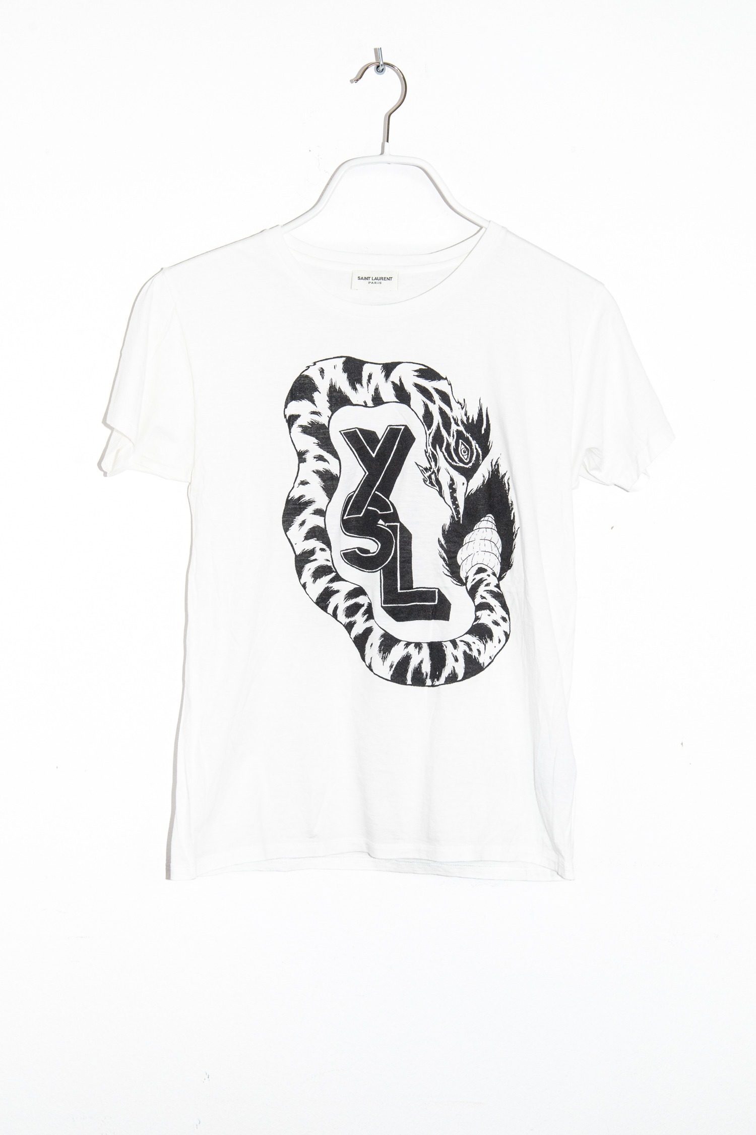 Thumbnail of http://Saint%20Laurent%20T-Shirt%20mit%20Print%20in%20Weiß%20und%20Schwarz
