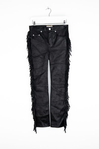 Saint Laurent Lederhose mit Fransen in Schwarz