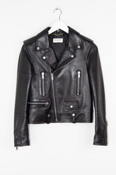 Saint Laurent Lederjacke im Biker-Stil in Schwarz
