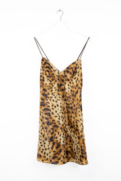 Saint Laurent Minikleid mit Leomuster in Beige und Schwarz