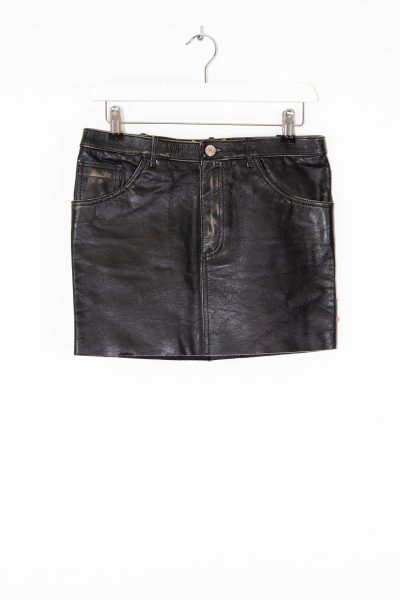 Saint Laurent Lederrock im Used-Look in Schwarz