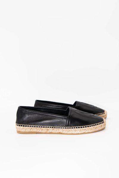 Saint Laurent Espadrilles aus Leder in Schwarz