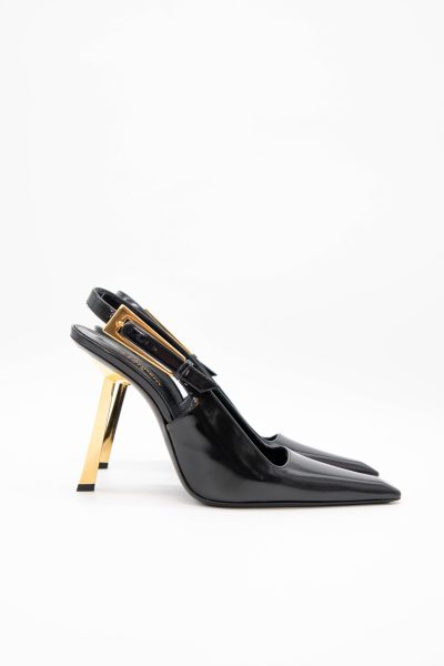 Yves Saint Laurent "Lee" Slingback-Pumps mit goldenem Absatz