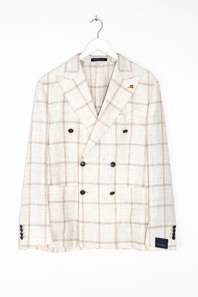 Sartoria Latorre Sakko mit Karomster in Ecru und Beige
