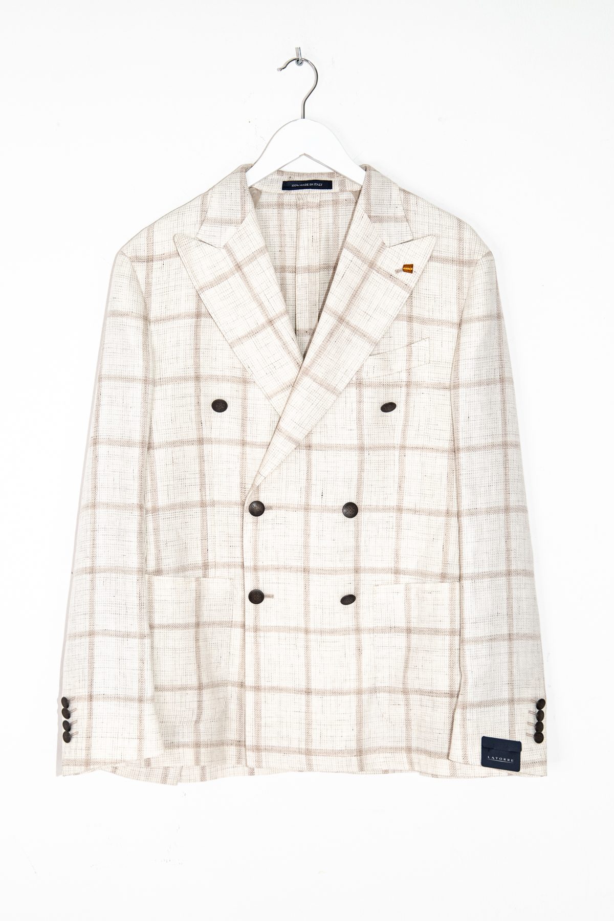 Sartoria Latorre Sakko mit Karomster in Ecru und Beige