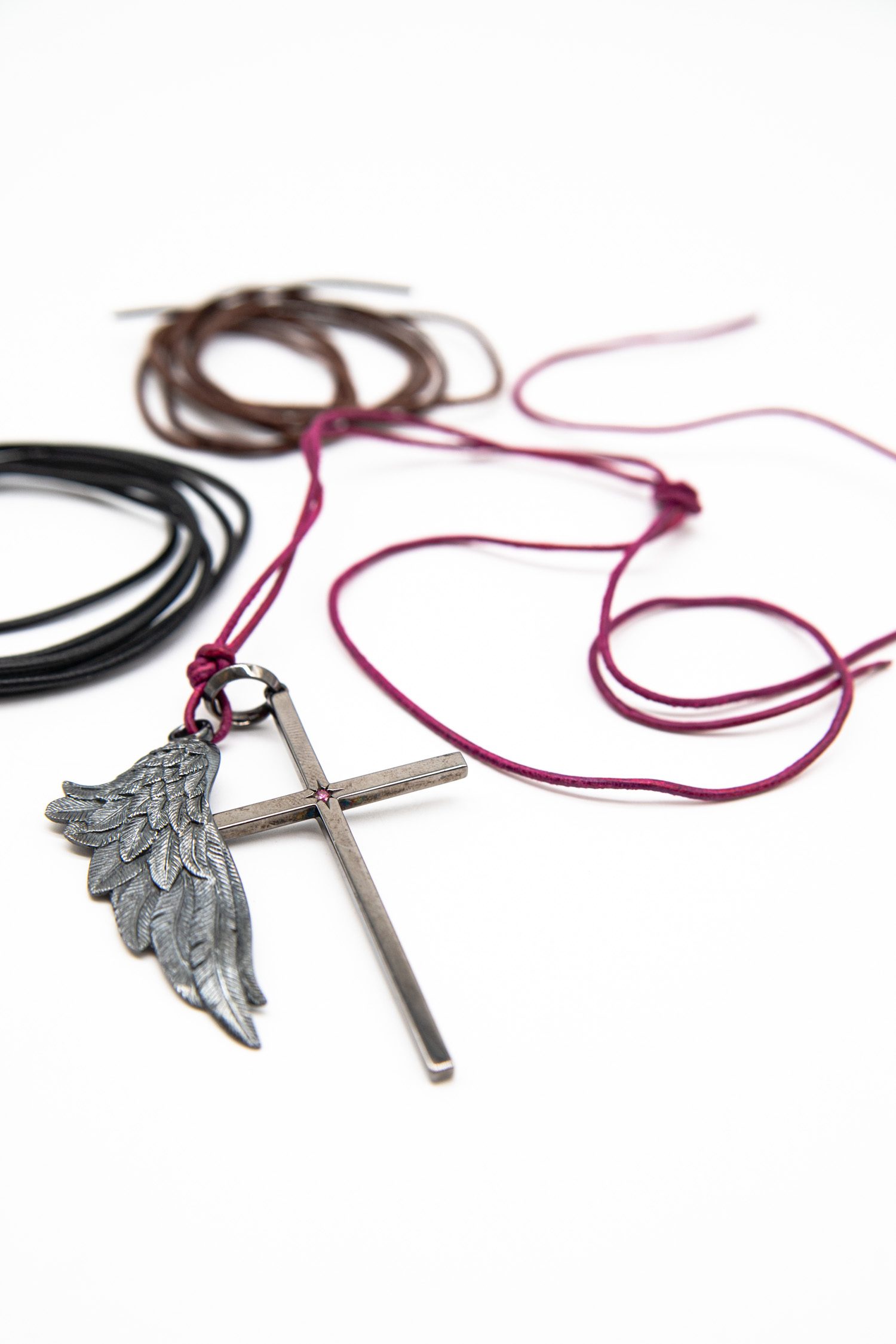 Sévigné Kette mit Flügel- und Kreuzanhänger in Silber