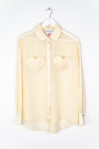 Sleeper "Montmatre" Bluse mit Herztaschen in Pastellgelb