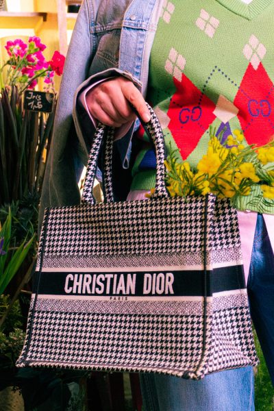 Christian Dior "Book Medium Tote Bag" Shopper mit Hahnentrittmuster