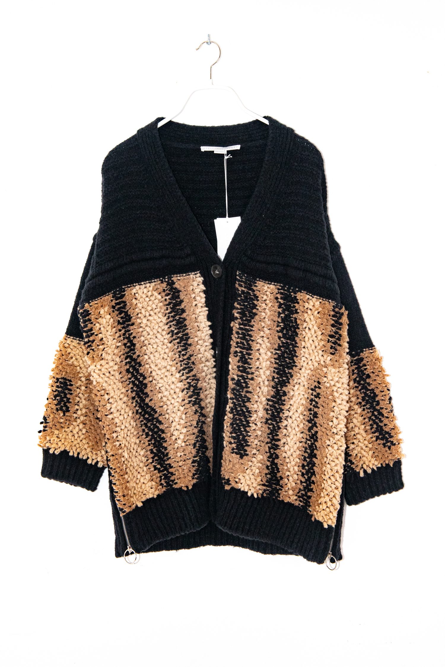 Stella McCartney Strickjacke mit Struktur in Schwarz und Hellbraun