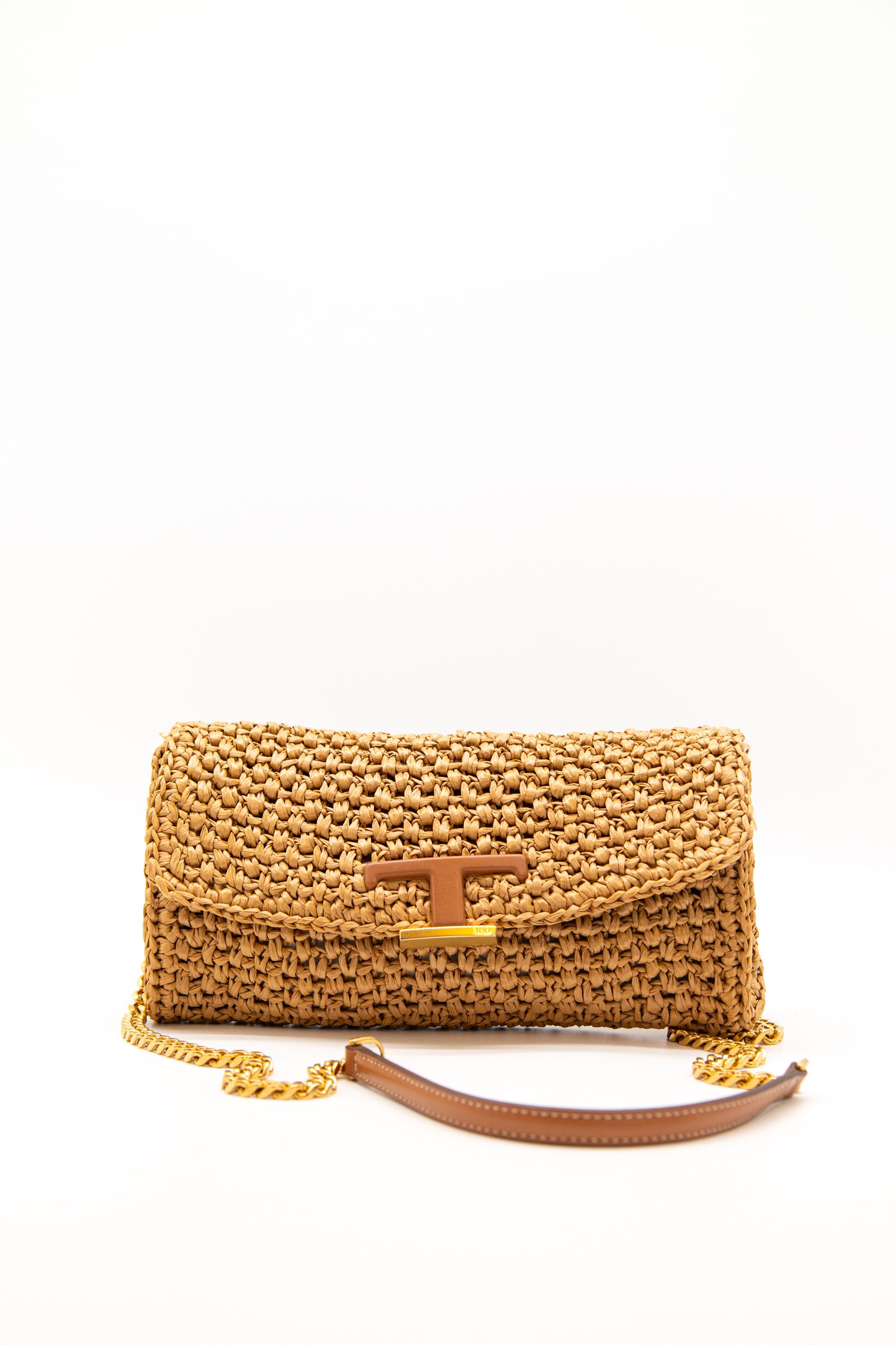Tod's "Flap T Timeless" Rafia Micro Umhängetasche