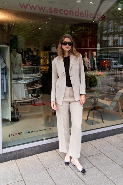 Toteme gerader Leinenanzug in Hellbeige