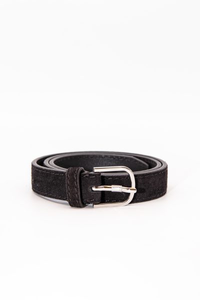 Toteme Veloursleder Gürtel in Schwarz und Silber