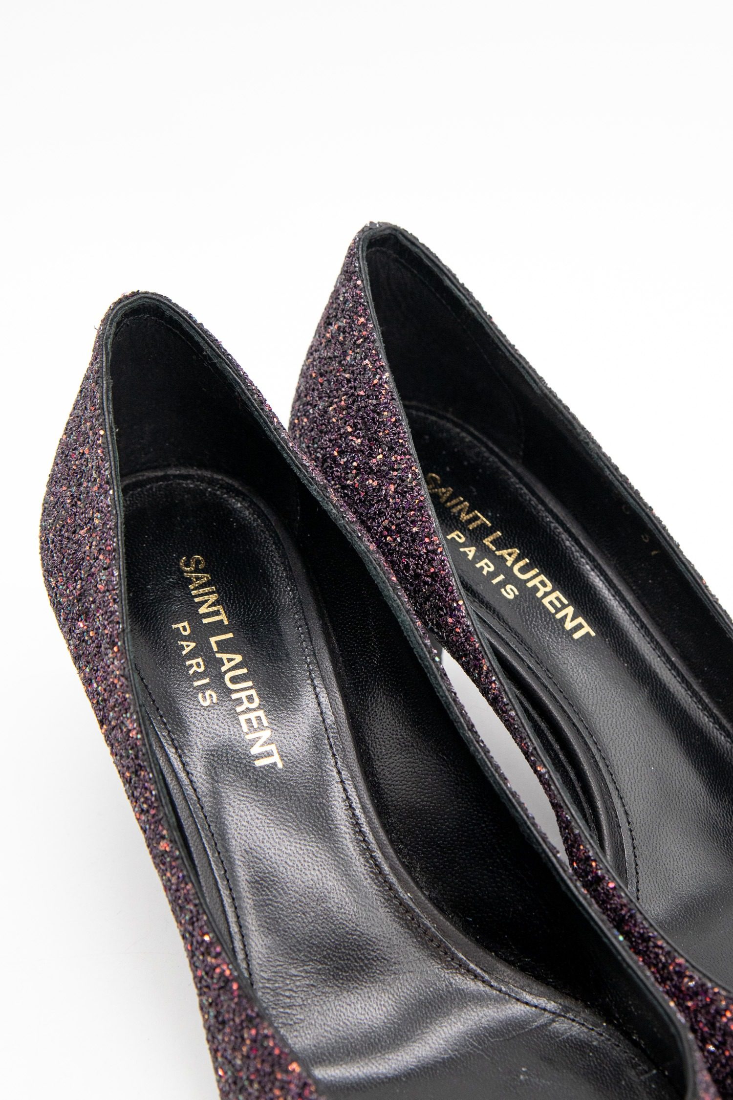 Thumbnail of http://Saint%20Laurent%20Charlotte%2055%20Pumps%20in%20Glitter%20Aubergine