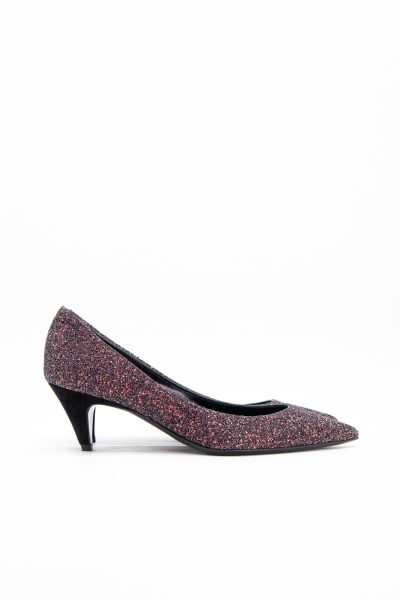 Saint Laurent "Charlotte 55" Pumps in Glitter Aubergine