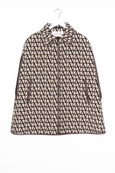Valentino Monogramm Cape in Beige, Schwarz und Dunkelbraun