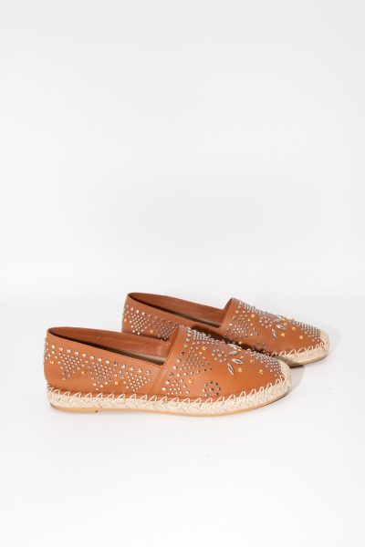 Valentino Espadrilles mit Nieten in Cognac