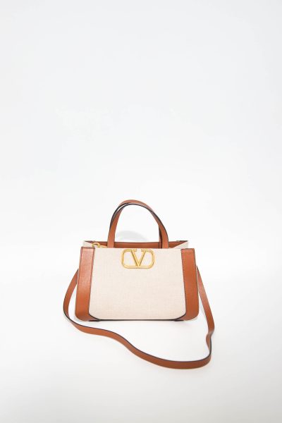 Valentino Canvas-Umhängetasche in Beige und Camel