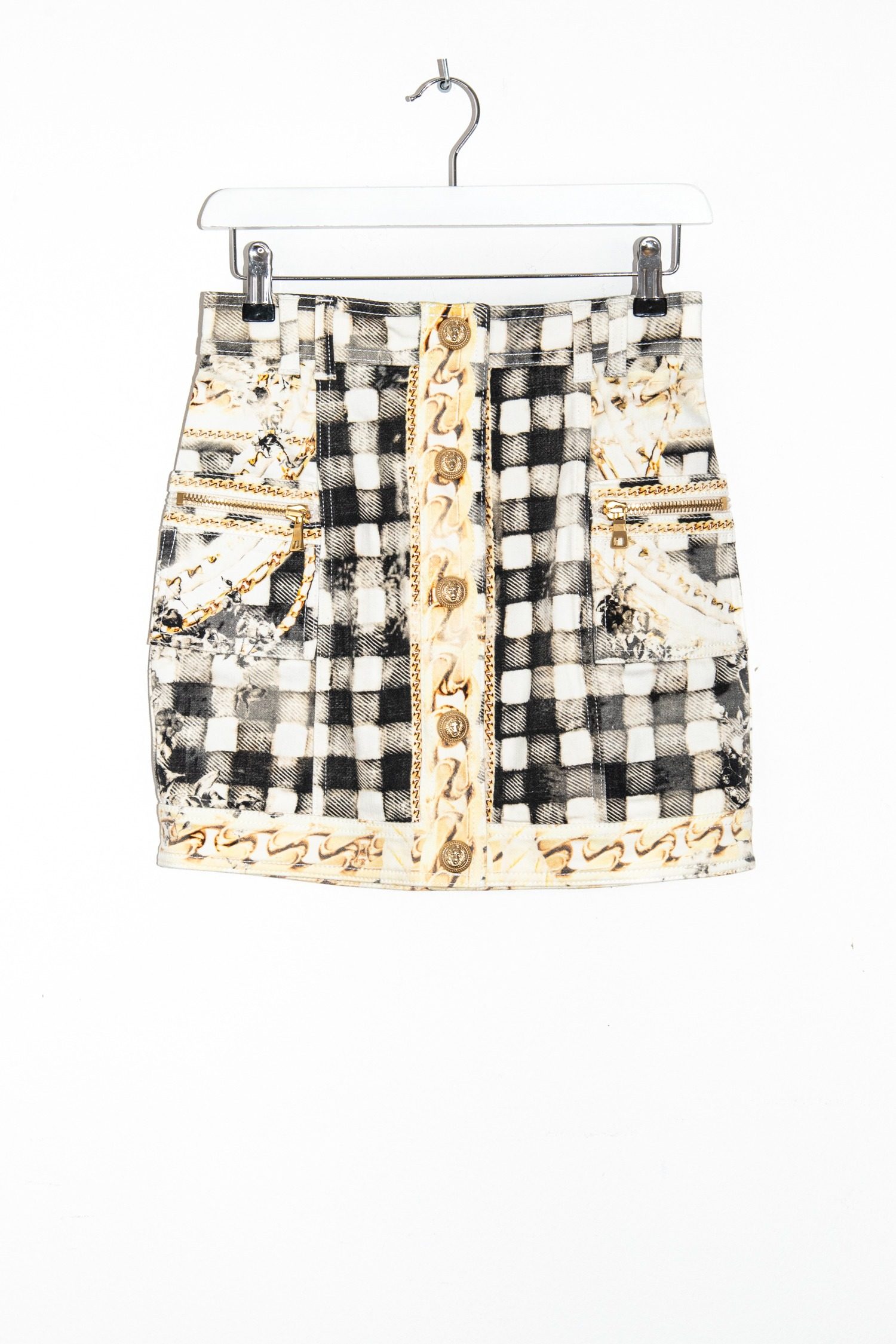 Thumbnail of http://Balmain%20Vintage%20Minirock%20in%20Ecru,%20Gold%20und%20Schwarz