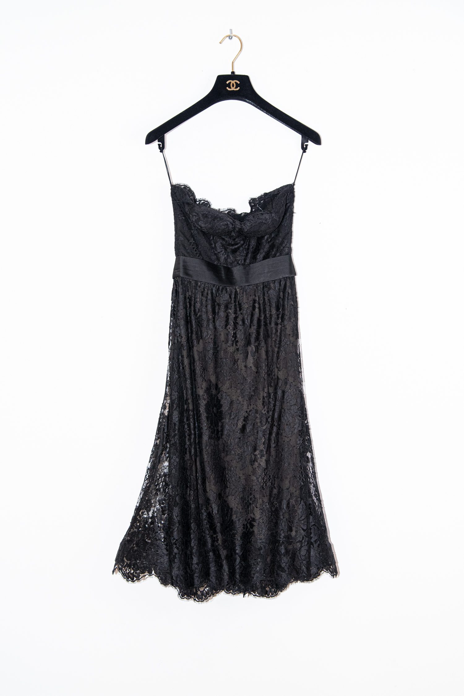 Chanel Spitzenkleid mit Schleife in Schwarz