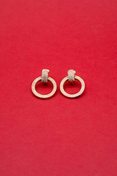 Christian Dior Kreisförmige Ohrclips mit Strass in Gold