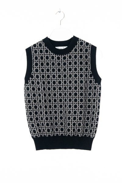 Vintage Dior Pullunder mit grafischem Muster in Schwarz und Weiß