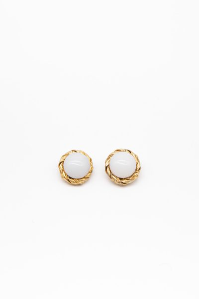 Vintage Dior Ohrclips in Weiß und Gold