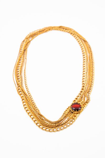 Vintage Halskette in Gold und Rot