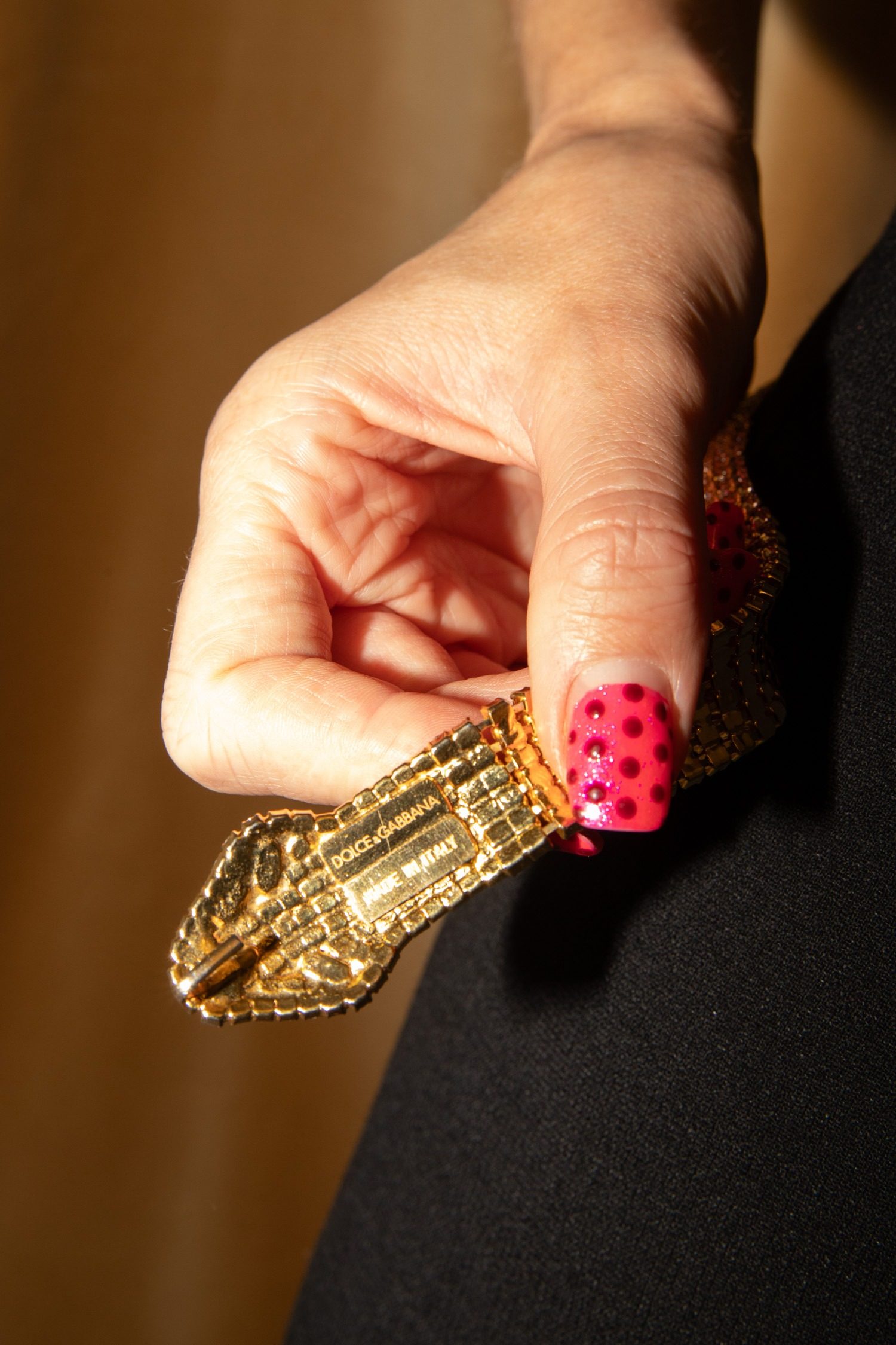 Thumbnail of http://Vintage%20Dolce%20&%20Gabbana%20Strassgürtel%20mit%20Schlangenkopf%20in%20Gold